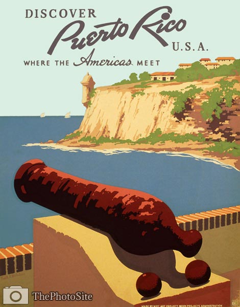 Puerto Rico U.S.A. Vintage travel poster 1930's - Click Image to Close