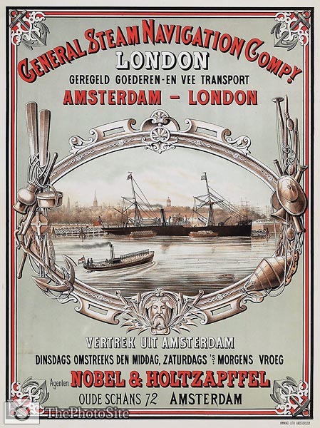 General Steam Navigation Company. Amsterdam to London Poster - Click Image to Close