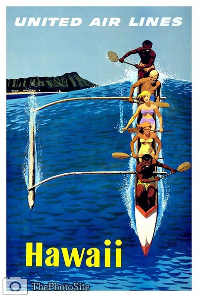 Vintage travel poster - Hawaii by United Air - Click Image to Close