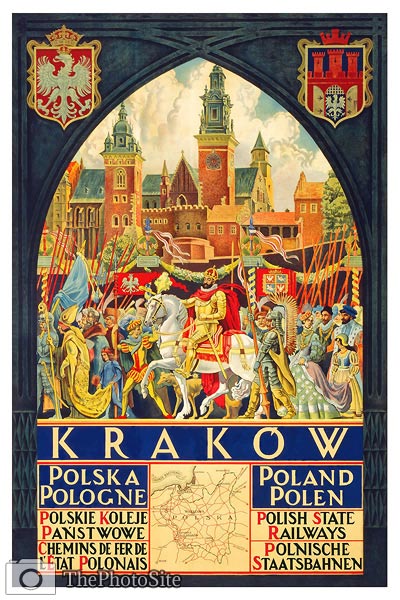 Krakow, Poland, Polish state railways poster - Click Image to Close