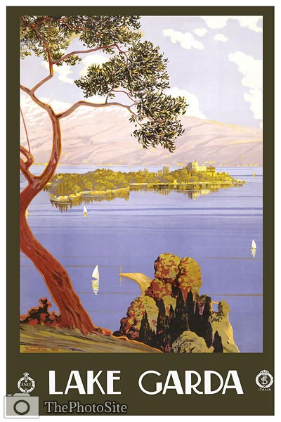 Lake Garda, Italy vintage travel poster - Click Image to Close