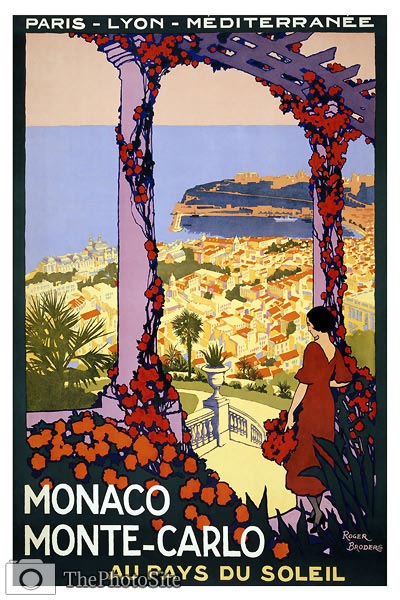 Monaco, Monte Carlo vintage travel poster - Click Image to Close