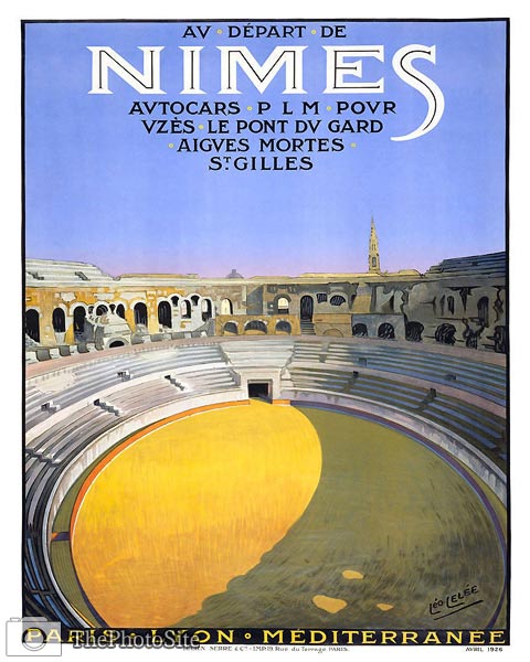 Nimes, Paris, Lyon vintage tourist poster - Click Image to Close