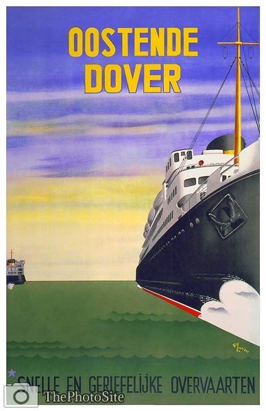 Oostende Dover Ferry Crossings vintage travel poster - Click Image to Close