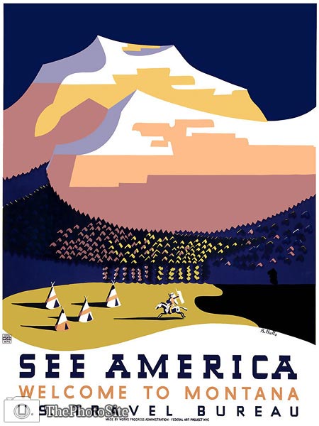 See America -Montana vintage travel poster - Click Image to Close