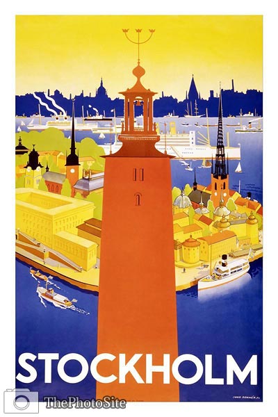 Stockholm, Sweden vintage travel poster - Click Image to Close