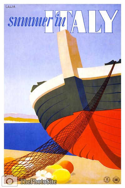 Summer in Italy vintage travel poster - Click Image to Close