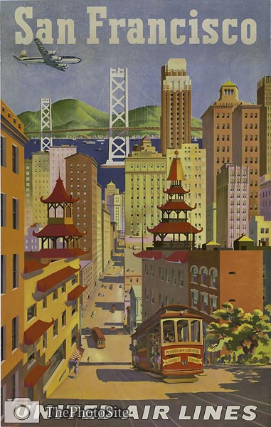 San Francisco vintage poster, united airlines - Click Image to Close