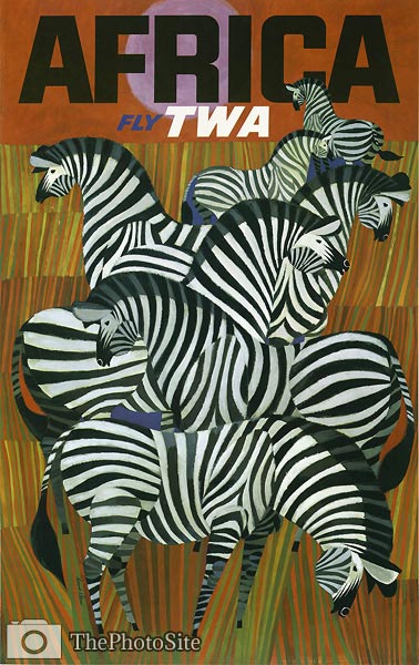 Fly TWA, Africa travel tourist poster - Click Image to Close