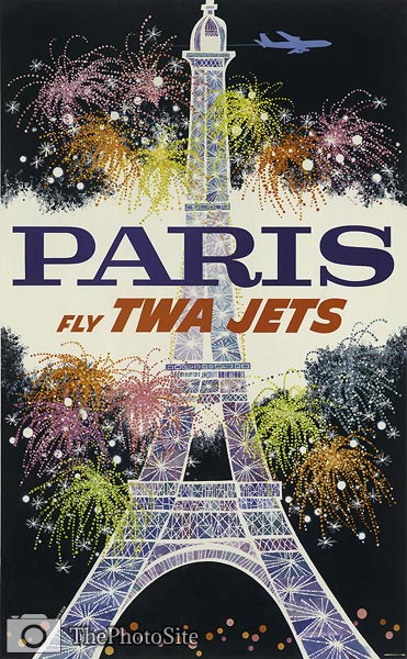 Paris Eiffel Tower vintage travel poster - Click Image to Close