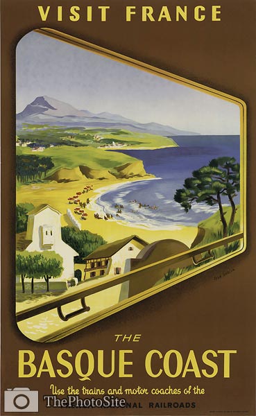 The Basque Coast, visit France vintage poster - Click Image to Close