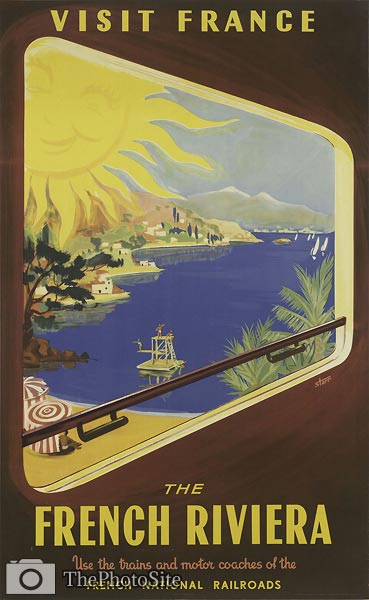 The French Riviera, Visit France vintage poster - Click Image to Close