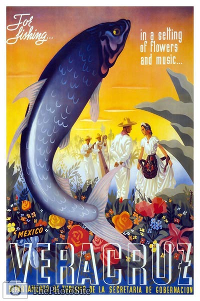 Veracruz Mexico, fish travel poster - Click Image to Close