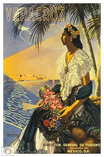 Vera Cruz mexico old travel poster - Click Image to Close