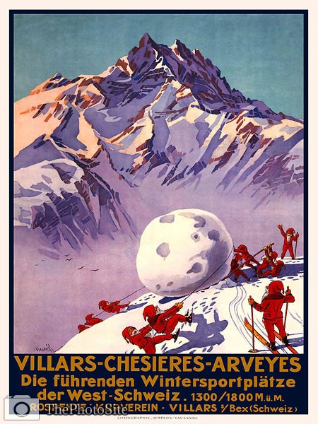 Villars - Chesieres - Arveyes - Switzerland vintage travel poste - Click Image to Close