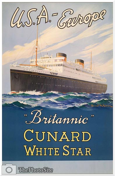 Britannic Cunard White Star, USA - Europe Travel poster - Click Image to Close
