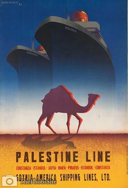 Palestine Line, vintage travel poster - Click Image to Close