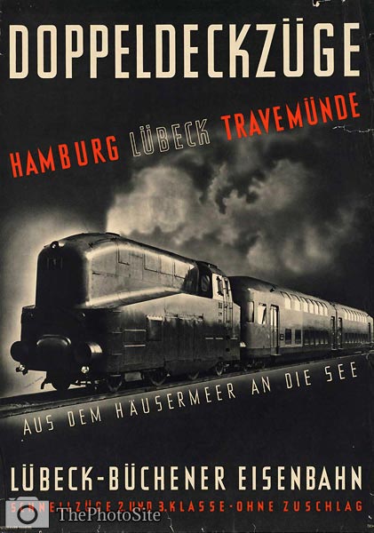 Doppeldeckzuge, train travel vintage poster - Click Image to Close
