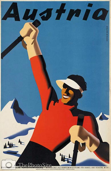 Austria ski-ing, vintage travel poster - Click Image to Close