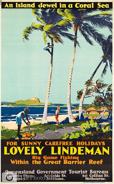 Lovely Lindeman, Great Barrier Reef vintage travel poster - Click Image to Close