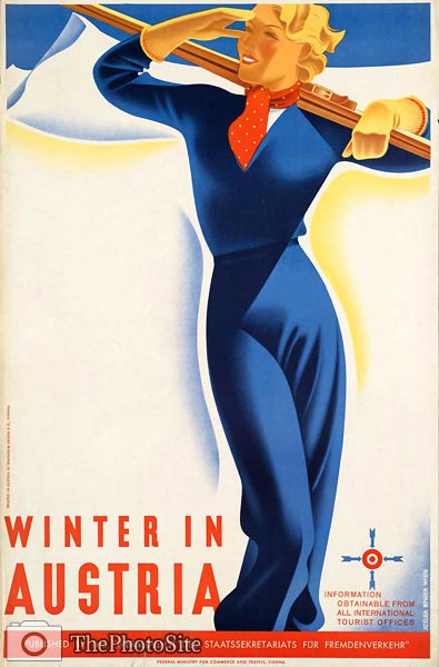winter in Austria skiing travel poster - Click Image to Close