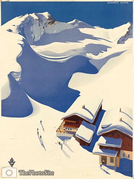 Snow mountains vintage Austria poster - Click Image to Close
