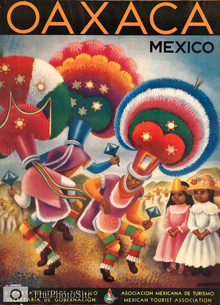 Oaxaca Mexico vintage tourism poster - Click Image to Close