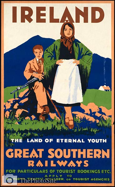 Ireland the land of eternal youth tourist poster - Click Image to Close