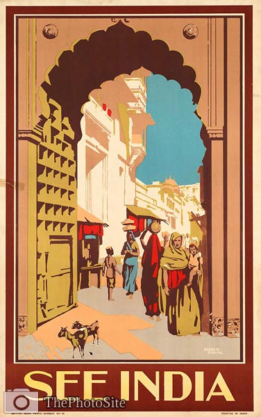 See India vintage travel poster - Click Image to Close
