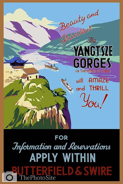 Yangtsze Gorges China vintage travel poster - Click Image to Close