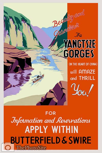 Yangtsze Gorges old travel poster - Click Image to Close