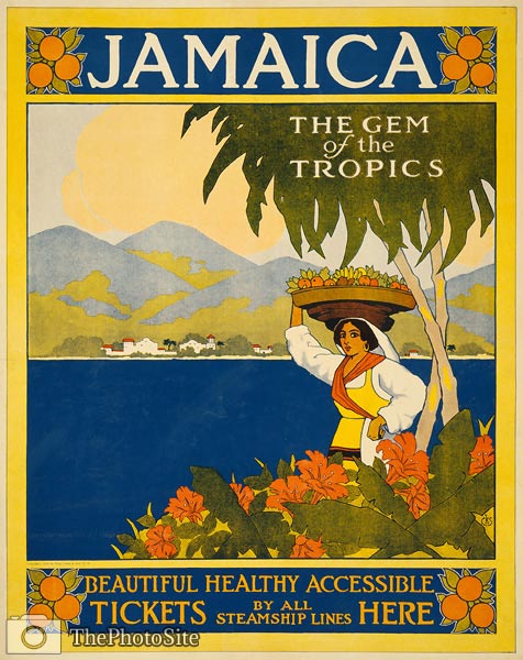 Jamaica, the Gem of the Tropics 1910 travel poster - Click Image to Close