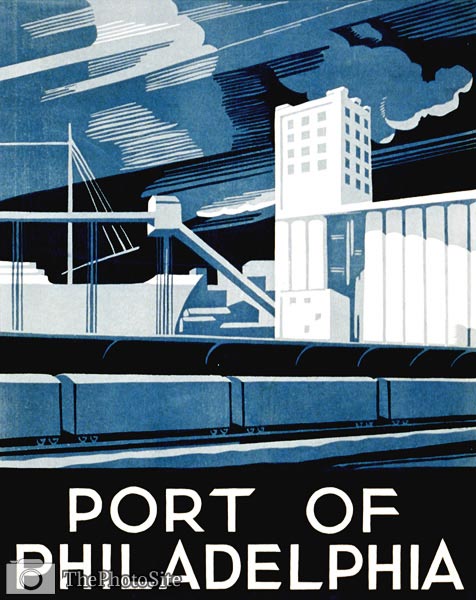 Port of Philadelphia 1937 poster - Click Image to Close
