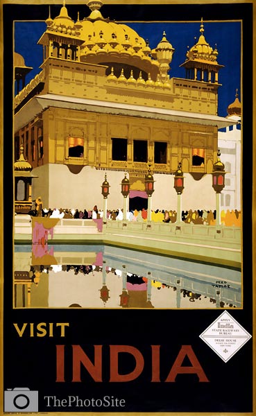 Visit India, Delhi House, vintage tourist poster - Click Image to Close