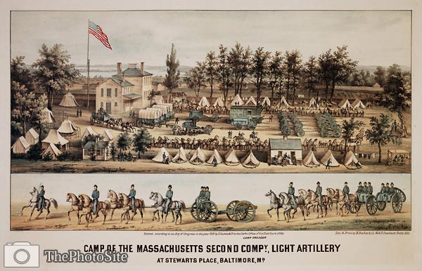 Camp of the Massachusetts second company, light artillery 1861 - Click Image to Close