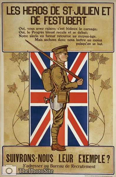 Les heros de St-Julien et de Festubert French WWI poster - Click Image to Close
