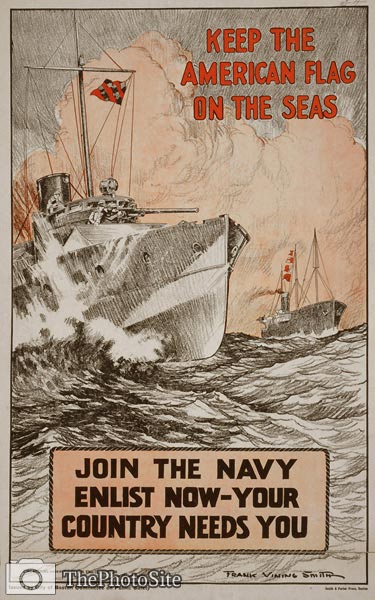 Keep the American flag on the seas Join the Navy WWI Poster - Click Image to Close