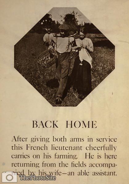 Back home, French lieutenant disabled veteran WWI exhibit poster - Click Image to Close