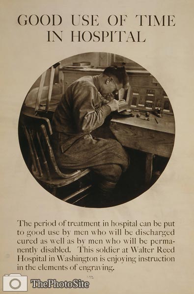 Good use of time in hospital WWI exhibit poster - Click Image to Close