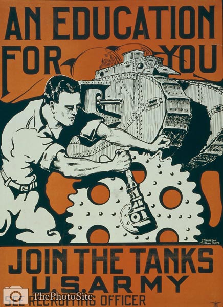 An education for you Join the tanks U.S. Army WWI Poste - Click Image to Close