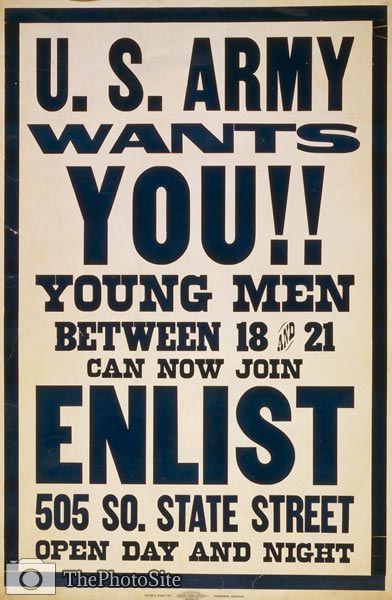 U.S. Army wants you!! World War One Poster - Click Image to Close