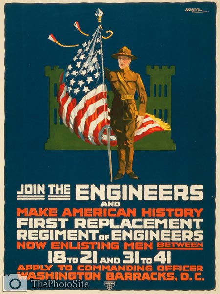 Join the engineers and make American history WWI Poster - Click Image to Close