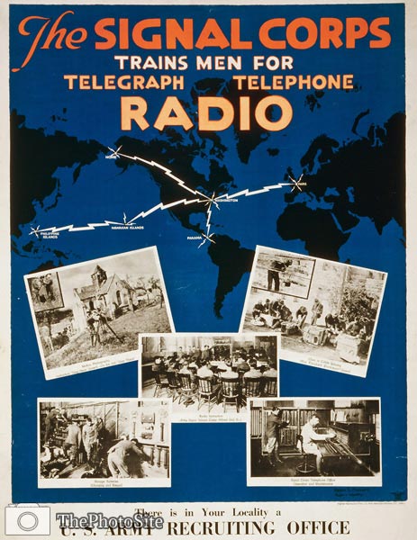 The Signal Corps telegraph, telephone, radio WWI Poster - Click Image to Close