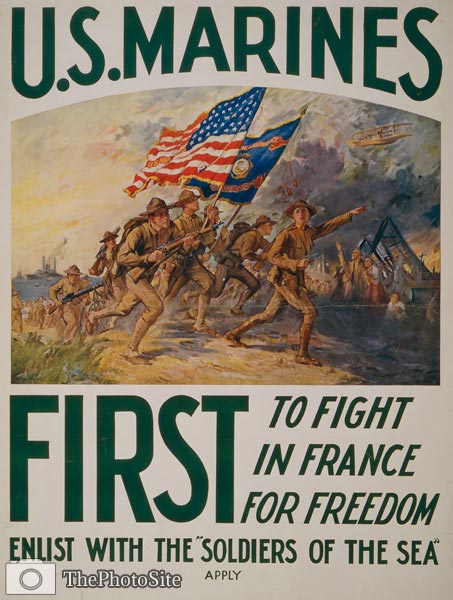 U.S. Marines - first to fight in France World War I Poster - Click Image to Close