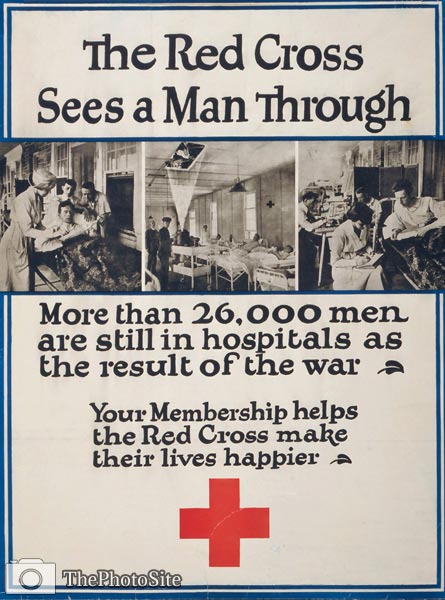 26,000 men are in hospitals as a result of the war WWI Poster - Click Image to Close