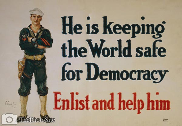 Keeping the world safe for democracy Sailor WWI Poster - Click Image to Close