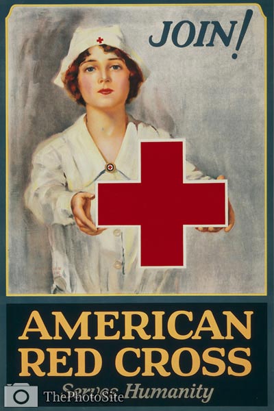 American Red Cross serves humanity - World War I Poster - Click Image to Close