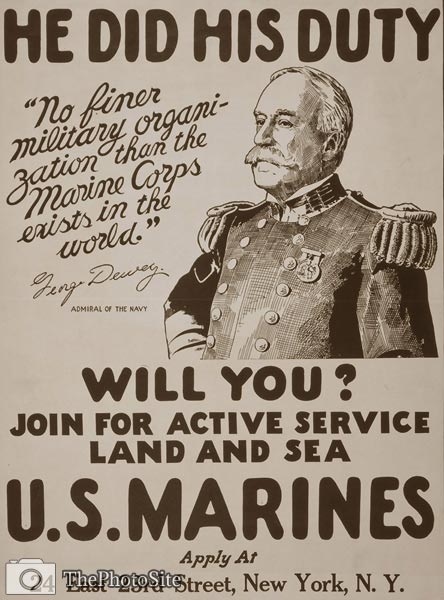 He did his duty (George Dewey) will you? U.S. Marines WWI Poster - Click Image to Close