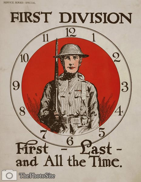 First Division First - last - and all the time World War I Poste - Click Image to Close