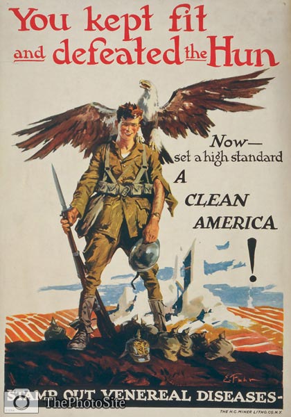 You defeated the Hun, now keep America clean WWI Poster - Click Image to Close